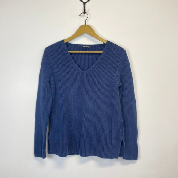 J. Crew Blue Boxy Chunky Knit V Neck Sweater - Picture 5 of 11